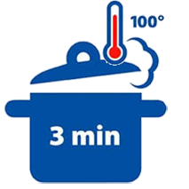 Water drie minuten koken